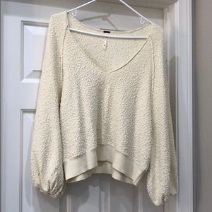 Free People Ivory V Neck Sweater